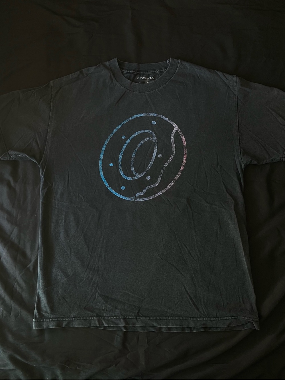 Odd Future Black Tee with Blue-to-Pink Donut Graphic